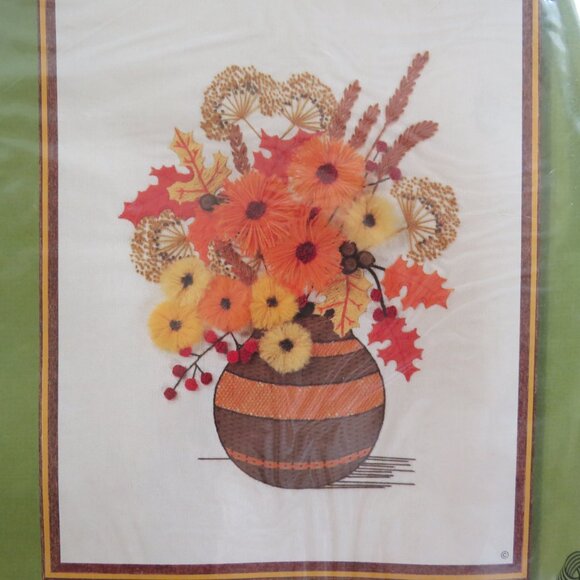 Autumn Leaves Vintage 1976 Sunset Stitchery 100% Wool Yarn Embroidery Kit #2241 - Picture 3 of 7